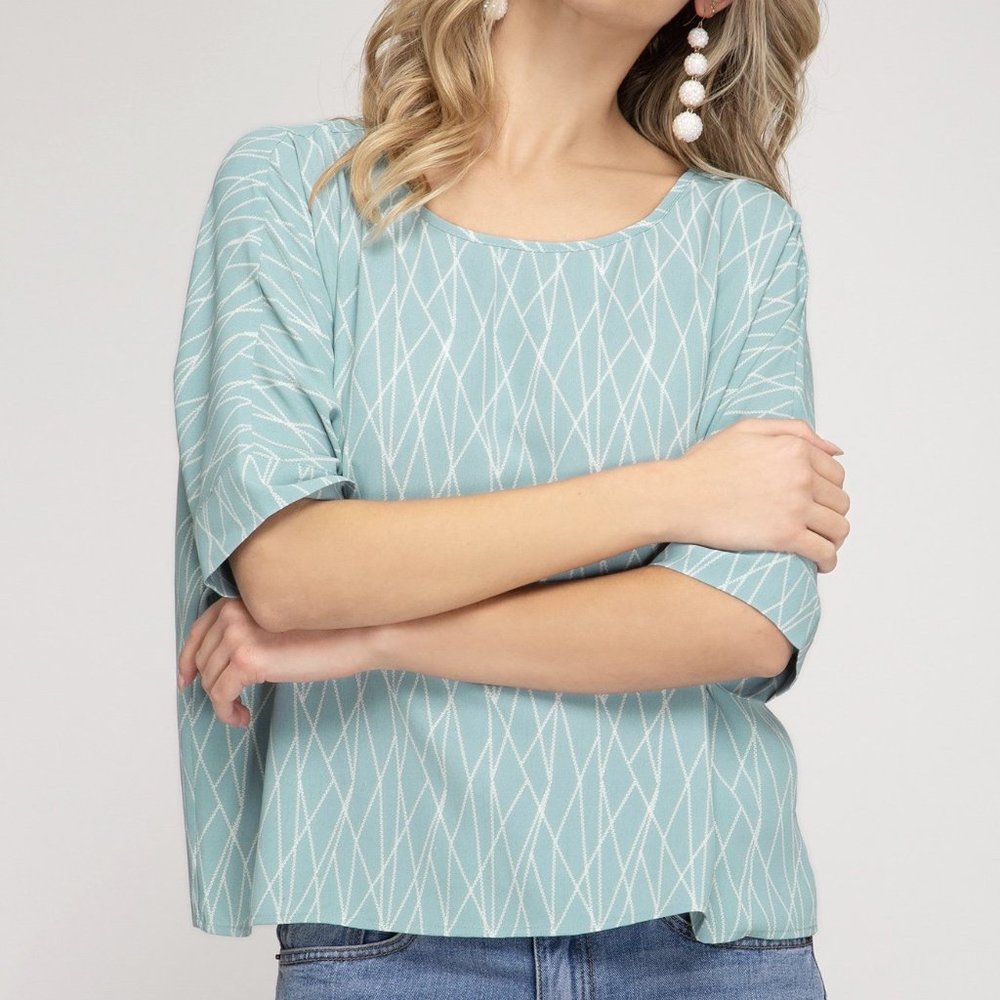 She & Sky Drop Shoulder Batwing Top